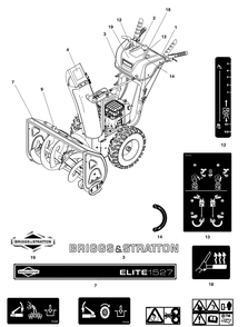 Decals Group Diagram and Parts List for 1696820-03-ELITE1527 2019 Briggs and Stratton Snow Blower
